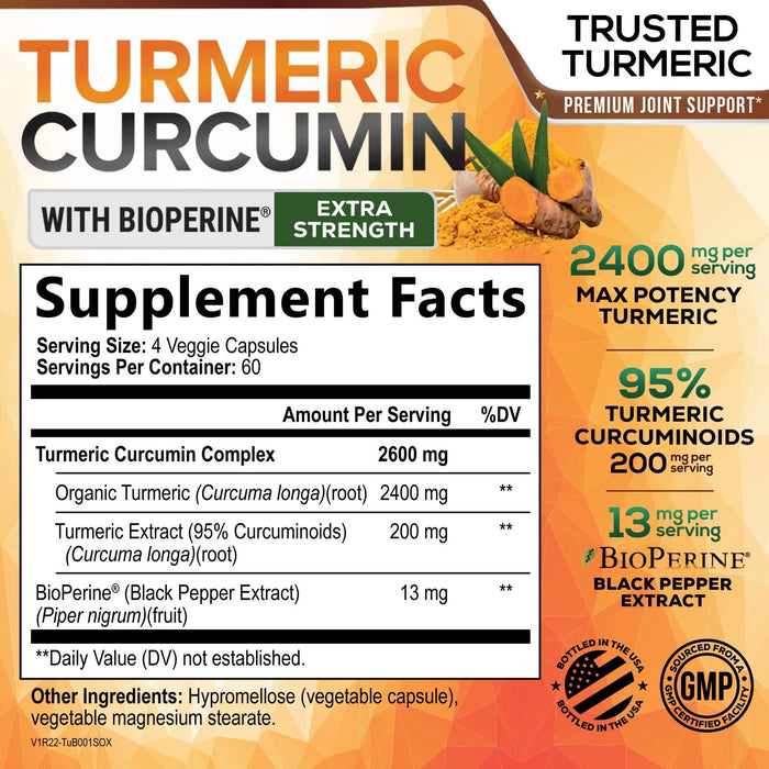 Turmeric Curcumin + Black Pepper 2600 mg - 240 Capsules