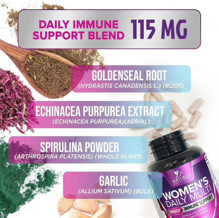 Multivitamin for Women with Vitamins A, C, D, E, B6, B12, Zinc, Calcium & Magnesium, Womens Daily Multi Vitamin Multimineral Supplement for Bone Health, Energy & Immune Support, Non-GMO - 120 Capsules