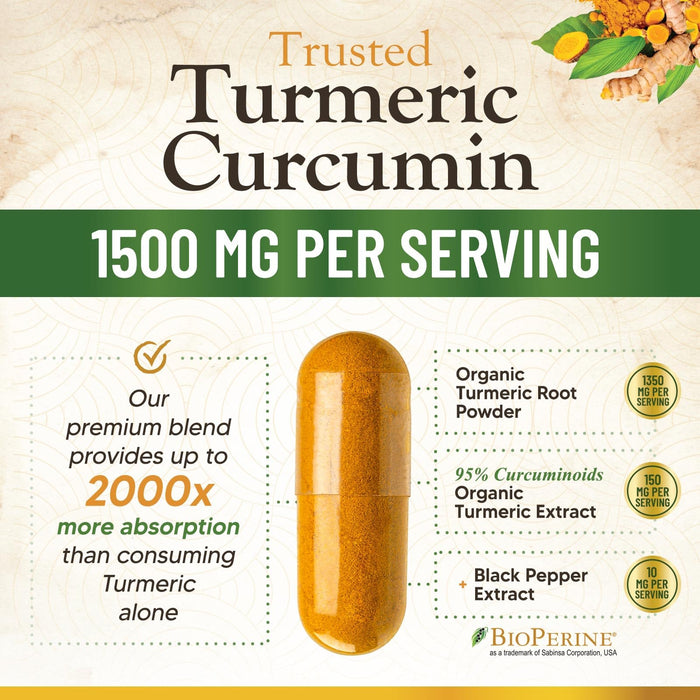 Turmeric Curcumin 1500mg â€“ 360 Capsules