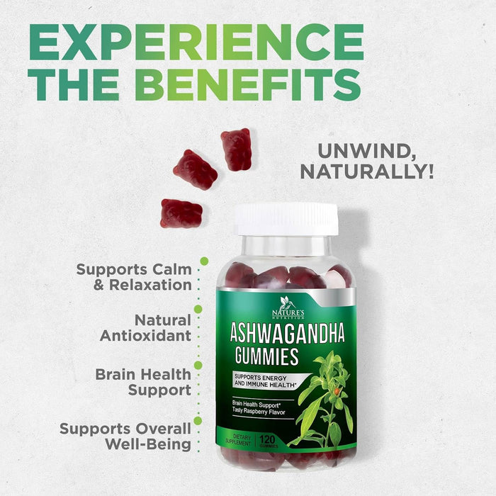 Ashwagandha Gummies for Women & Men, 3000mg Equivalent, Vegan, Plant Based, Non-GMO, Gluten-Free & Gelatin Free, Ashwagandha Supplement for Natural Antioxidant Support, Ashwa Root Extract - 60 Gummies