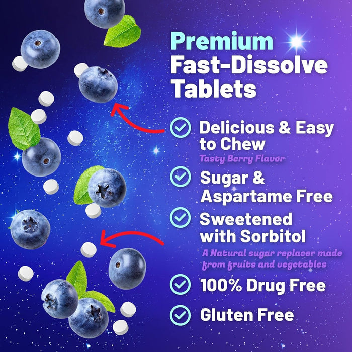 Fast Dissolve Melatonin 10mg, Sleep Support for Adults, Melatonin Sleep Supplement, for Promoting Restful Sleep, Non-Habit Forming, 100% Drug Free, Berry Flavored - 240 Chewable Tablets