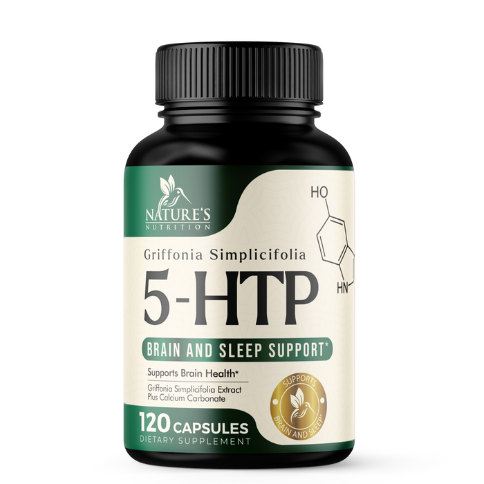 5 HTP Supplement Capsules 200 mg 5HTP Plus Calcium for Brain Support - Extra Strength 5-HTP - 5 Hydroxytryptophan - Premium, Natural, Gluten Free, and Non-GMO