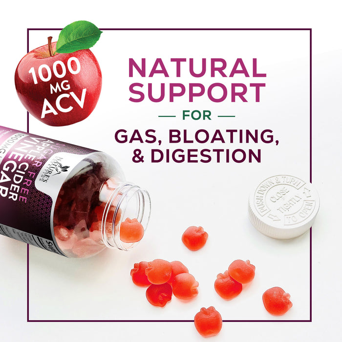 Nature's Nutrition Apple Vinegar Gummy for Weight Loss 1000mg - Vegan Apple Cider Vinegar Gummies for Detox & Cleanse, ACV Supplement Pills, Vitamin B12, Beetroot & Pomegranate, Non-GMO