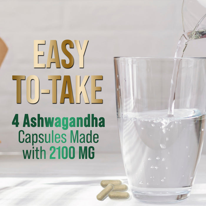 Nature's Nutrition Organic Ashwagandha Capsules Extra Strength 1950mg - Stress Support Formula - Natural Mood Support - Focus & Energy Support Supplement