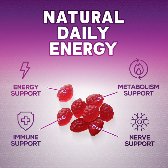 Nature's Nutrition Vitamin B12 Energy Gummies 4500 mcg for Metabolism & Nervous System Health Support, Berry Flavor Gummy B-12 Chewable Supplement for Men & Women, Caffeine Free, Vegan