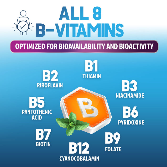 B Complex Vitamins with Vitamin C & Folic Acid - Dietary Supplement for Energy, Immune, & Brain Support - Nature's Super B Vitamin Complex for Women and Men, Made with Folate