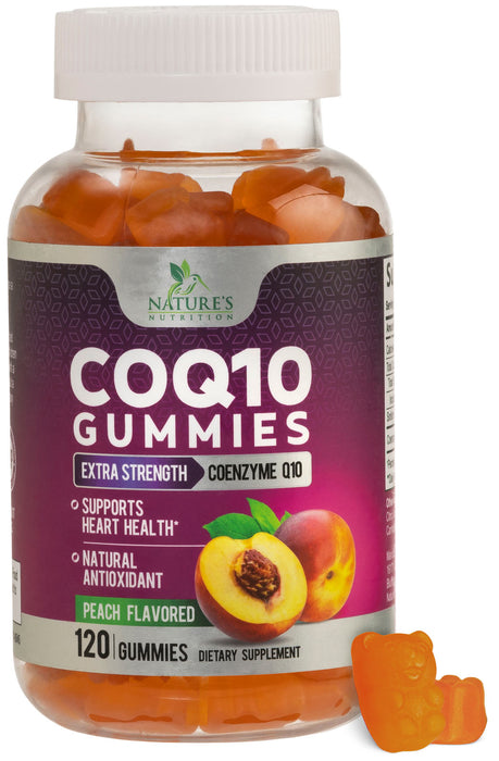 Nature's Nutrition CoQ10 Gummies, CoQ10 100 mg Supplement for Heart Health Support & Cellular Energy Production - Gluten Free, Vegan & Non-GMO Antioxidant with Max Absorption Coenzyme Q10 Gummy Supplements