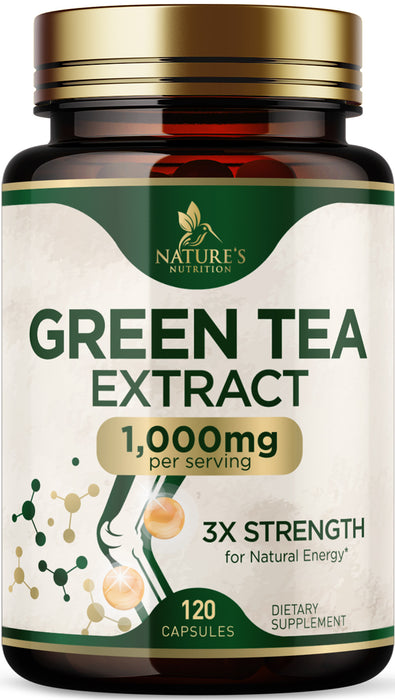 Green Tea Extract Weight Loss Pills 1000mg 98% Standardized EGCG - 3X Strength for Natural Energy - Supports Heart Antioxidant Health with Polyphenols, Vegan Herbal Supplement, Non-GMO