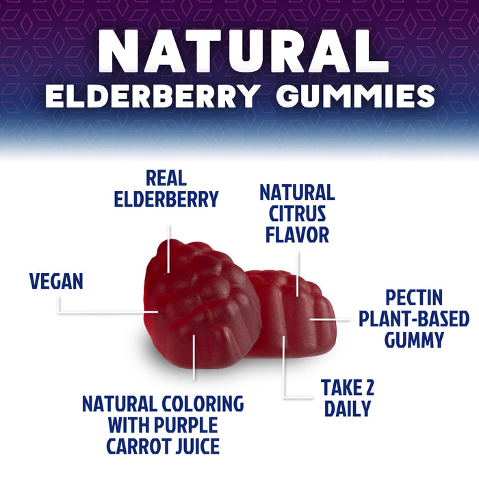 Immune Support Gummies for Adults with Black Elderberry Extract, C & Zinc, Natural Pectin Based Gummy Vitamin, Immune System Support Supplement for Children & Adults, Tasty Fruit Flavor