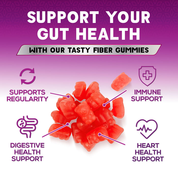 Fiber Gummies for Adults, Fiber 4g Gummy - Daily Prebiotic Supplement & Digestive Health Support, Supports Regularity & Natural Prebiotic Fiber Gummy, Plant Based Fiber, Strawberry Flavor