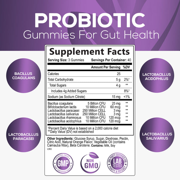 Nature's Nutrition Probiotics for Women & Men Gummy, Extra Strength 5 Billion CFU, Lactobacillus Acidophilus Daily Probiotic Supplement, Supports Immune & Digestive Health, Orange Flavor
