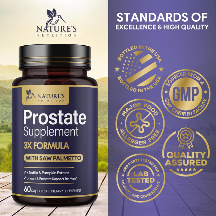 Prostate Support Supplement for Men's Health - Formula with Extra Strength Saw Palmetto, Beta Sitosterol, Lycopene - Supports Prostate & Urinary Health - Non-GMO, Gluten Free Supplement