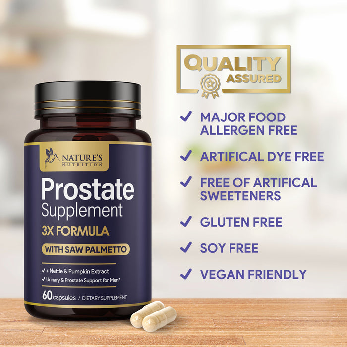 Prostate Support Supplement for Men's Health - Formula with Extra Strength Saw Palmetto, Beta Sitosterol, Lycopene - Supports Prostate & Urinary Health - Non-GMO, Gluten Free Supplement