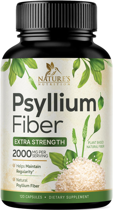 High Absorption Psyllium Husk Capsules 1450mg, Natural Soluble Fiber Supplement Non-GMO Gluten Free Digestive Support, Psyllium Fiber Caps Support Digestion & Regularity
