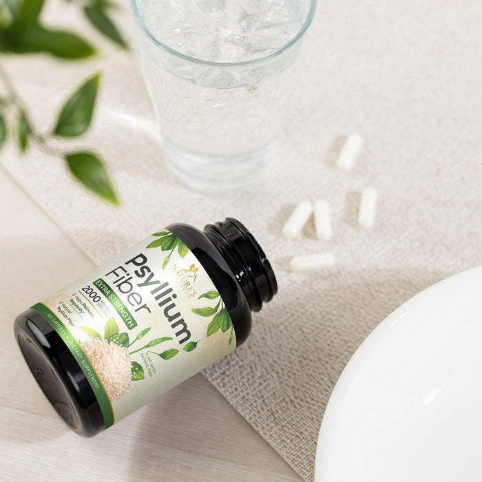 High Absorption Psyllium Husk Capsules 2000mg, Natural Soluble Fiber Supplement Non-GMO Gluten Free Digestive Support, Psyllium Fiber Caps Support Digestion & Regularity