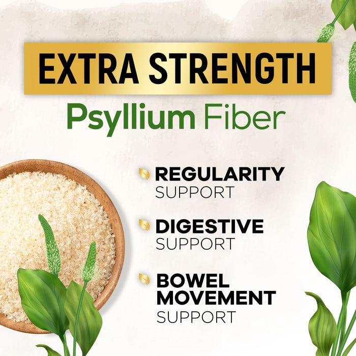 High Absorption Psyllium Husk Capsules 2000mg, Natural Soluble Fiber Supplement Non-GMO Gluten Free Digestive Support, Psyllium Fiber Caps Support Digestion & Regularity