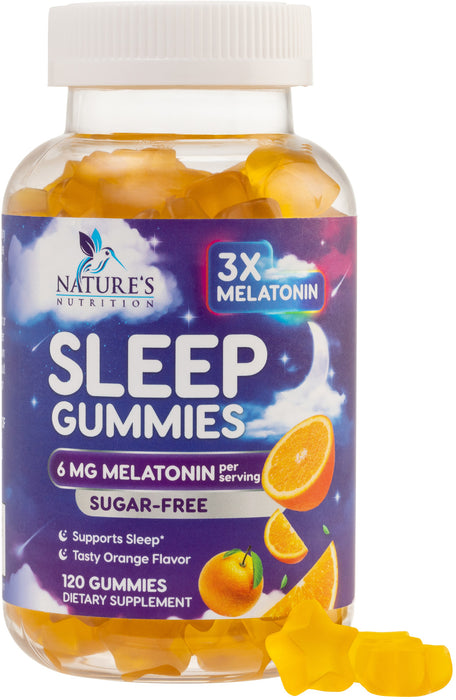 Melatonin Sleep Gummies Sugar Free - 6 mg Natural Melatonin Sleep Gummies for Adults, Extra Strength Sleep Gummy Supplements, Occasional Sleeping Support Supplement, Gomitas para Dormir