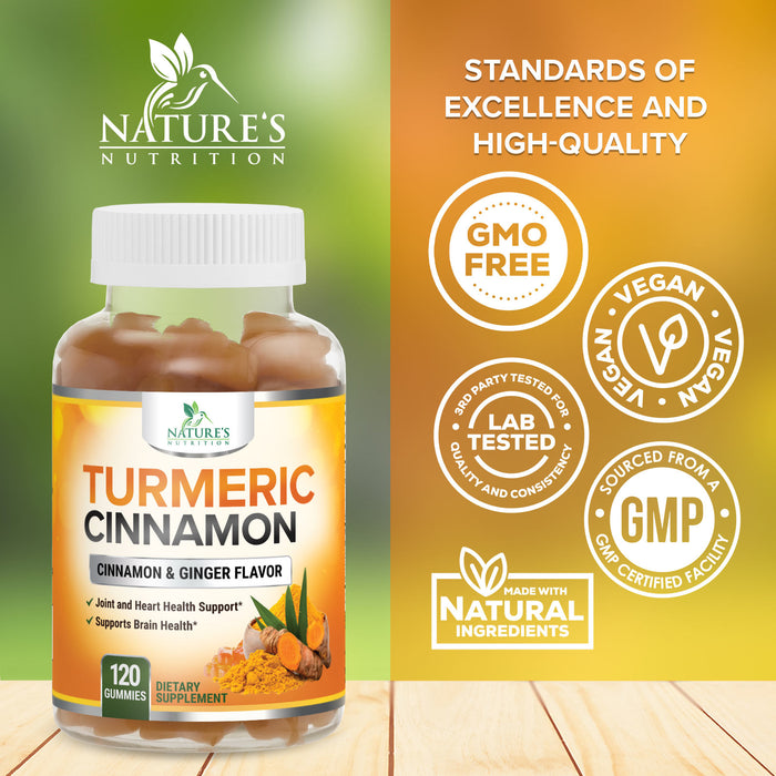 Turmeric Gummies with Black Pepper for Best Absorption, Turmeric Curcumin Supplement Chewable - Joint & Heart Support, Natural Immune Support, Vegan Friendly Vitamins for Men and Women