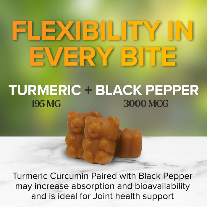 Turmeric Gummies with Black Pepper for Best Absorption, Turmeric Curcumin Supplement Chewable - Joint & Heart Support, Natural Immune Support, Vegan Friendly Vitamins for Men and Women