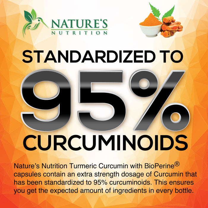 Turmeric Curcumin with BioPerine & Ginger 95% Standardized Curcuminoids 1950mg Black Pepper for Max Absorption Joint Support, Nature's Tumeric Herbal Extract Supplement, Vegan, Non-GMO