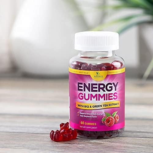Vitamin B12, Green Tea and Guarana Extract Gummies - Raspberry Flavor
