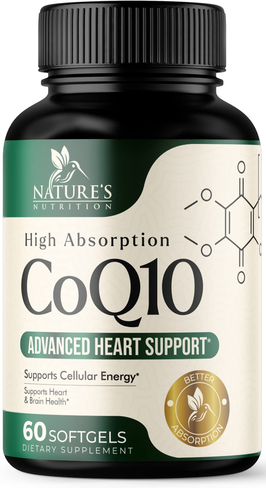 CoQ10 100mg Coenzyme Q10 Softgels - Superior Absorption