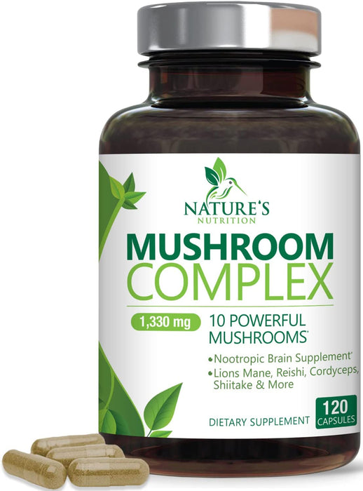 Mushroom Supplement - 10 Mushroom Complex Blend - Lions Mane, Reishi, —  Nature's Nutrition