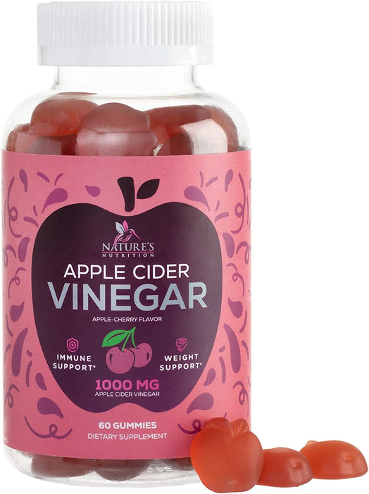 Vegan Apple Cider Vinegar Gummies | Max Strength 1000mg | Gelatin-Free, Vegan, Non-GMO, Made with Beet Root & Vitamin B12 for Energy - Supports Digestion, Detox and Cleanse Support