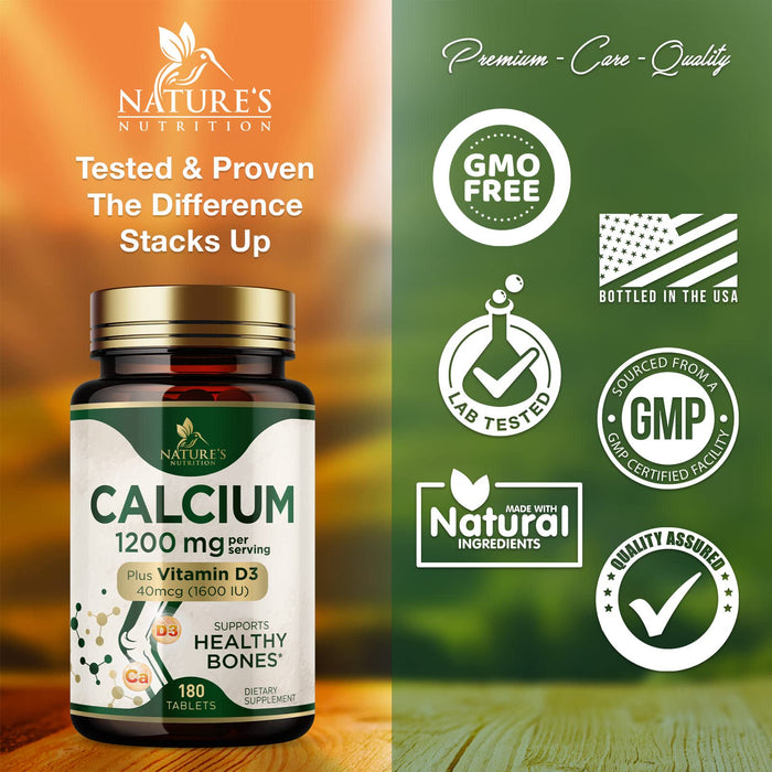 Calcium 1200mg Plus 1600 IU Vitamin D3, Calcium Carbonate 1200 mg