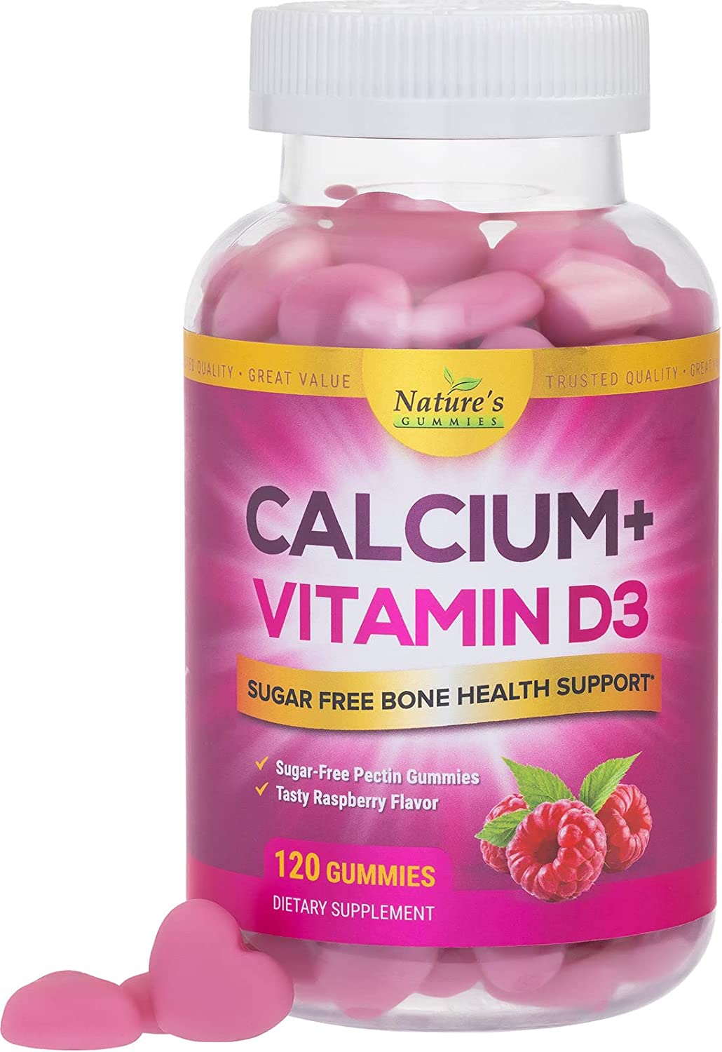 Sugar Free Calcium Gummy Bites Plus 400 IU Vitamin D3, Bone Health & I