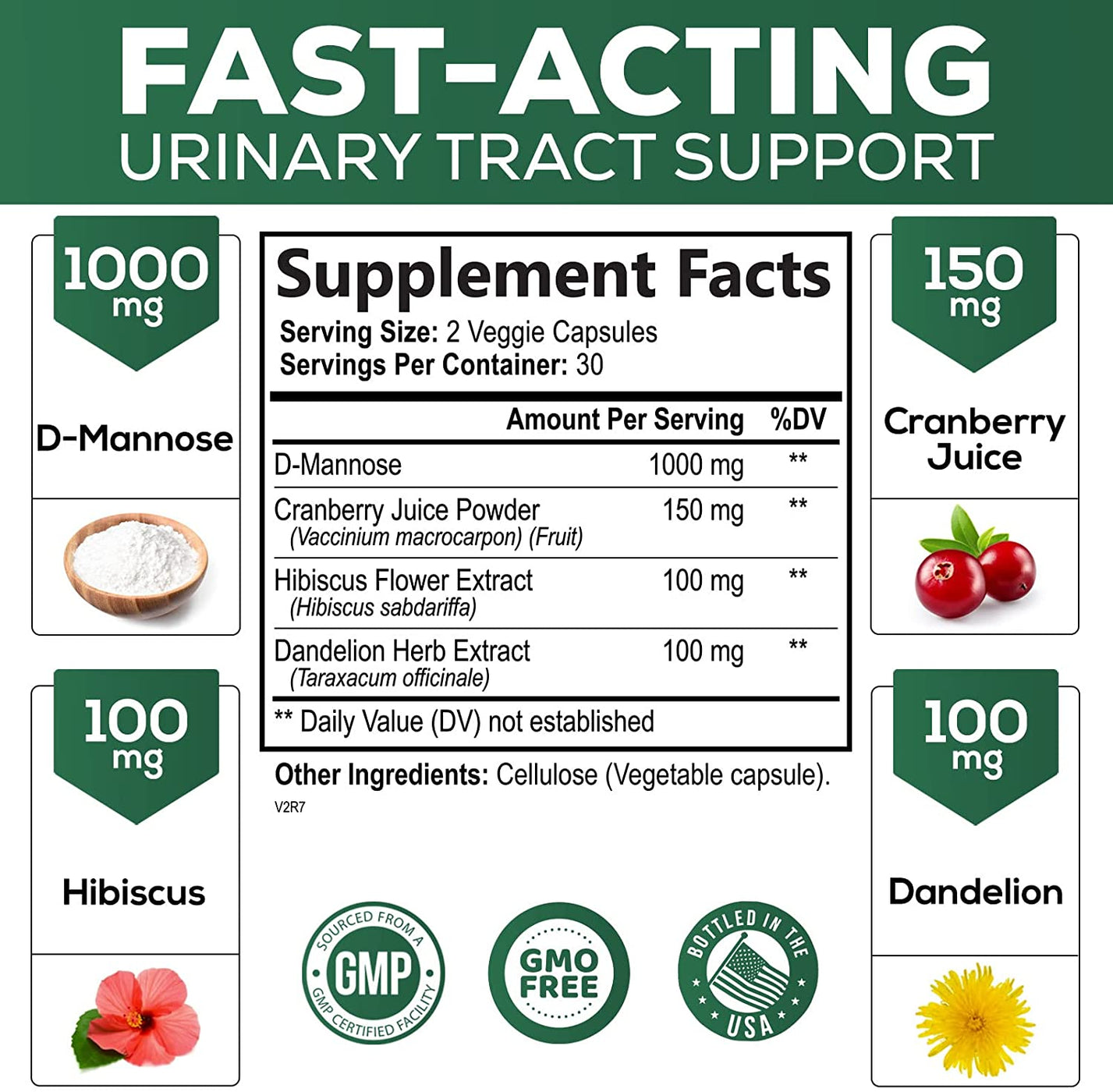 D Mannose And Cranberry Extract 1350mg Advanced Formula Fast Acting Nat — Natures Nutrition 6274