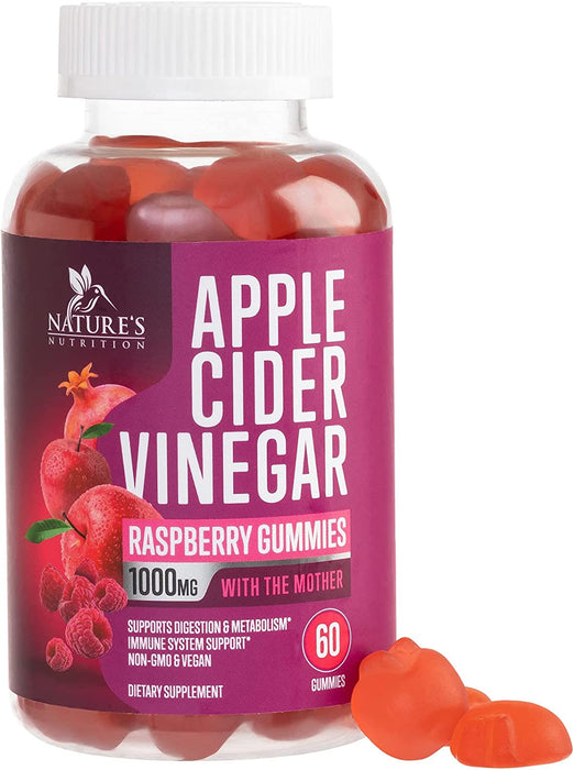 Apple Cider Vinegar Gummy Vitamins 1000mg Beet Root & Vitamin B12 Apple Raspberry Flavor