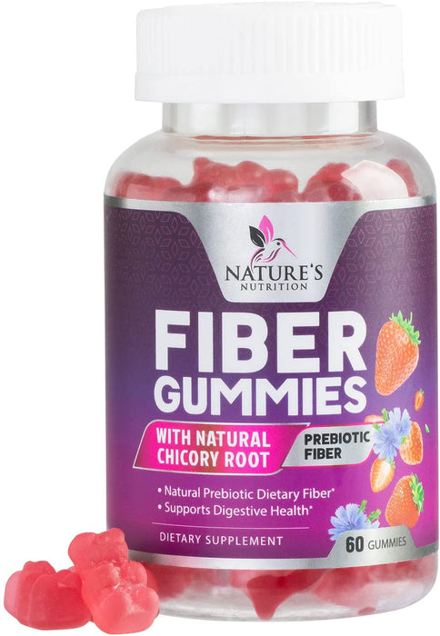 Fiber Gummies for Adults, Fiber 4g Gummy - Daily Prebiotic Supplement & Digestive Health Support, Supports Regularity & Natural Prebiotic Fiber Gummy, Plant Based Fiber, Strawberry Flavor
