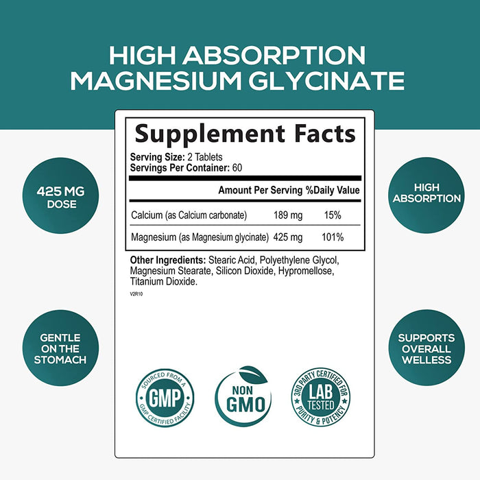 Magnesium Glycinate 425mg Chelated Tablets